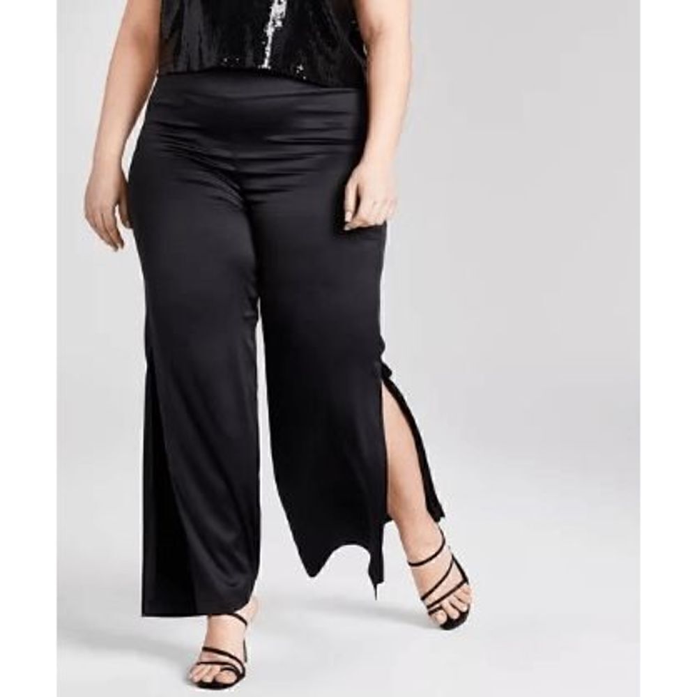 NWOT NINA PARKERβTrendyβPlusβSizeβSideβSlitβPantsβBlackβ1X